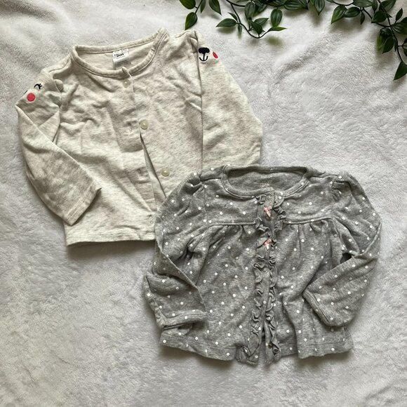 Carter’s Baby Cardigan Bundle Size 9M | 2-Pack Neutral Sweaters Polka Dot GUC - Picture 1 of 16